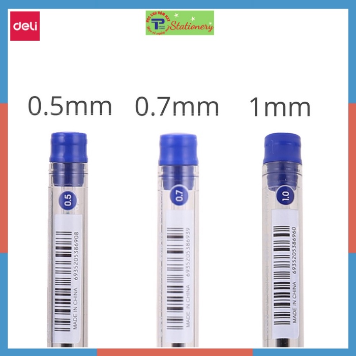 Bút Bi Dầu Deli Ngòi 0.5mm,07mm, 1mm Trơn Tru - Đầu Bấm Tiện Lợi - Mực Xanh/ Đen/ Đỏ mẫu ngẫu nhiên