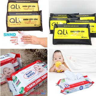 [GIÁ SỈ] KHĂN ƯỚT CỒN KHÁNG KHUẨN ALI - BABY WIPES 80G [SALE]