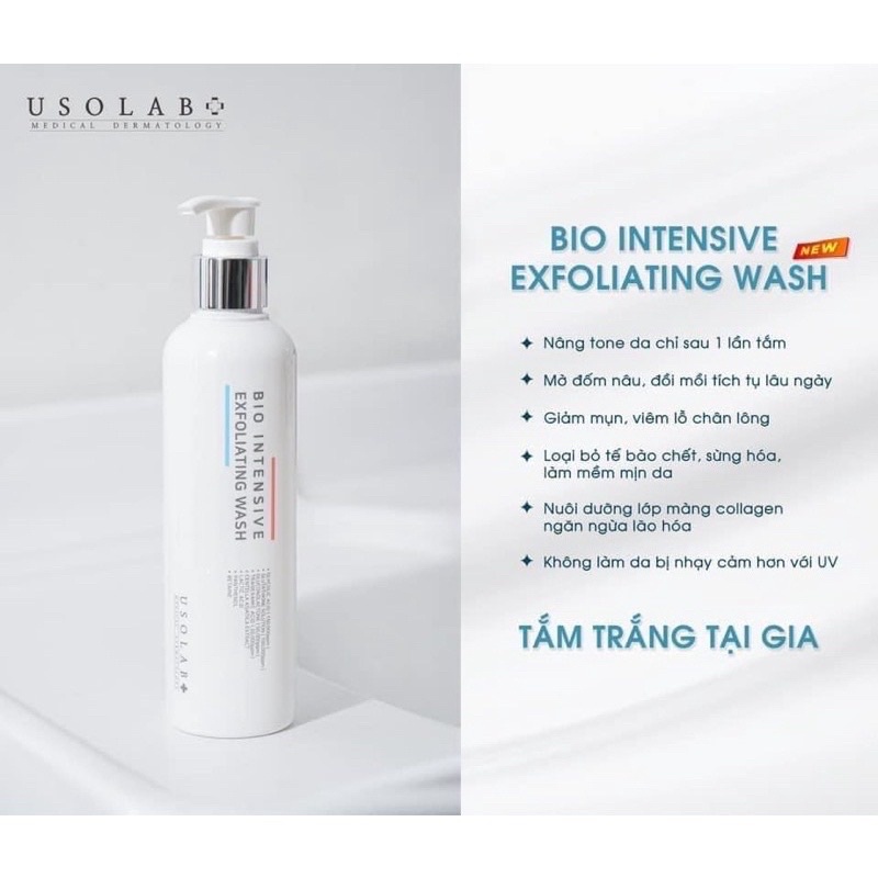 Sữa Tắm Trắng Sáng Da & Hỗ Trợ Đồng Đều Màu Da Usolab Bio Intensive Exfoliating Wash