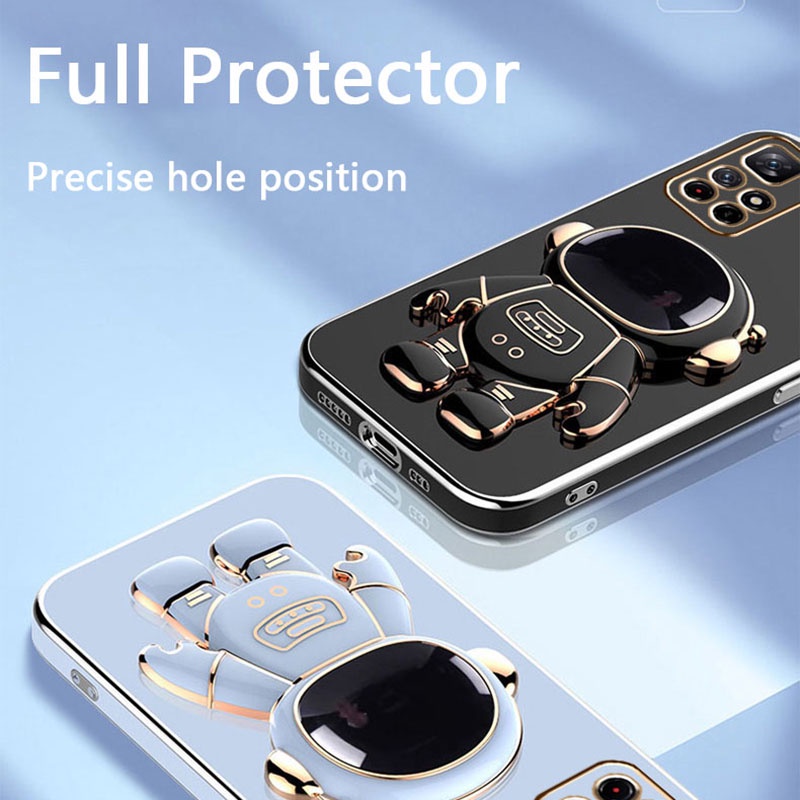 Astronaut Bracket Plating Holder Phone Case Xiaomi Poco X4 GT Mi 10s Mi 11 Mi 11 Lite Mi 12 12 Pro Mi 11T 11T Pro Redmi K50 Gaming Silicone Cover