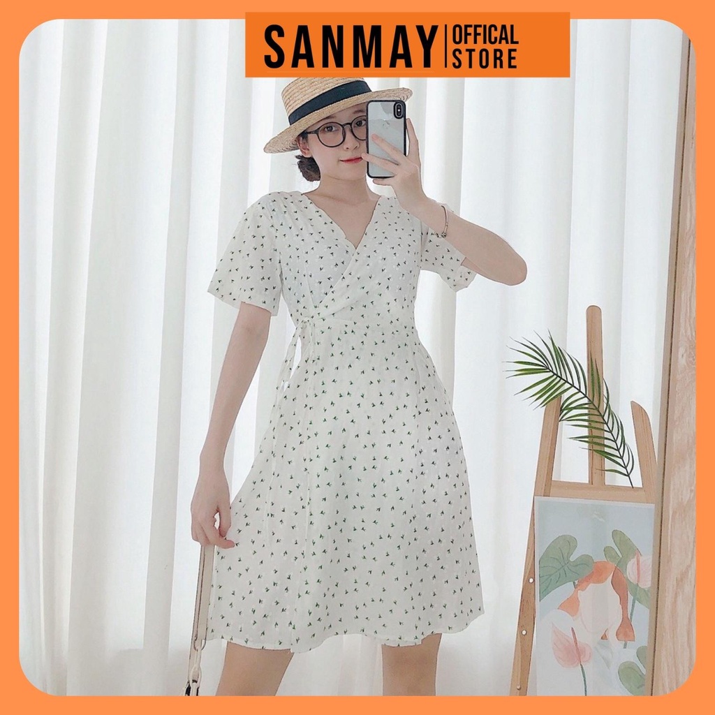 Váy Ngắn Công Sở SANMAY Đầm Hoa Nhí Vintage thiết kế liền nữ Hàn Quốc trẻ trung đi dự tiệc cưới, đi chơi đẹp VD033 | BigBuy360 - bigbuy360.vn
