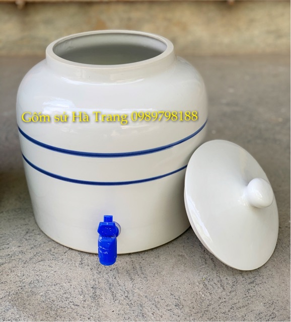 Bình nước gốm sứ Bát Tràng cao cấp không chì dung tích 10 lit