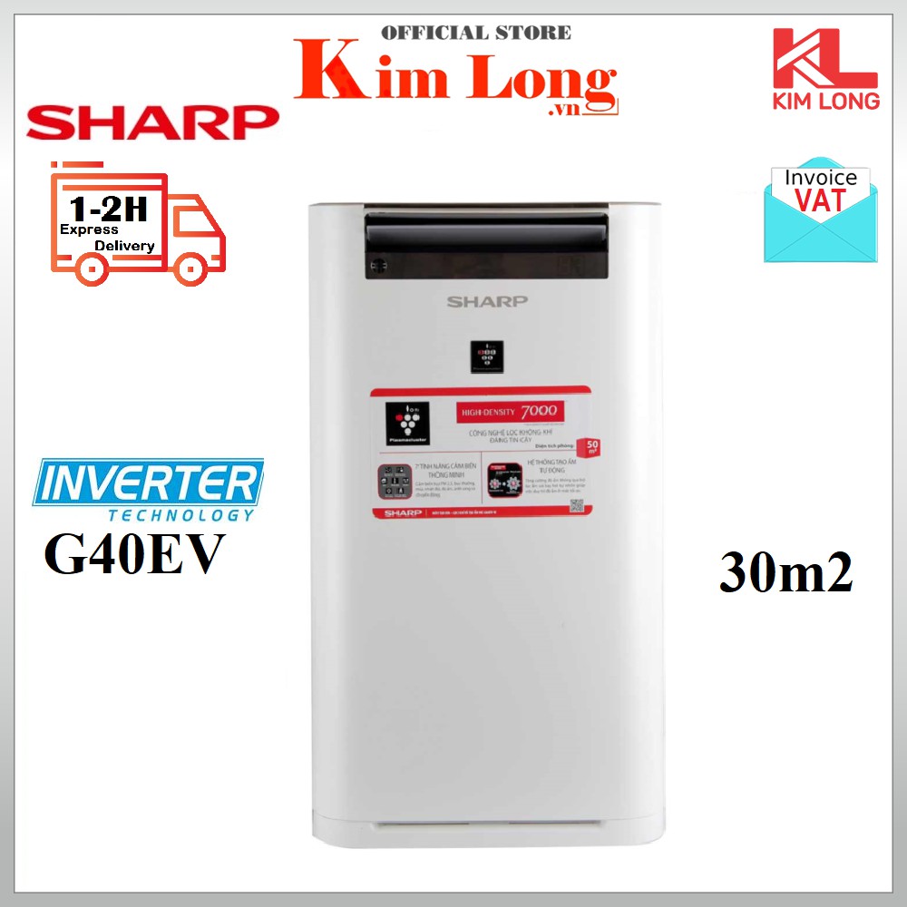 Máy lọc không khí tạo ẩm Sharp KCG40EVW Inverter 30m2 Bảo hành 12 tháng chính hãng