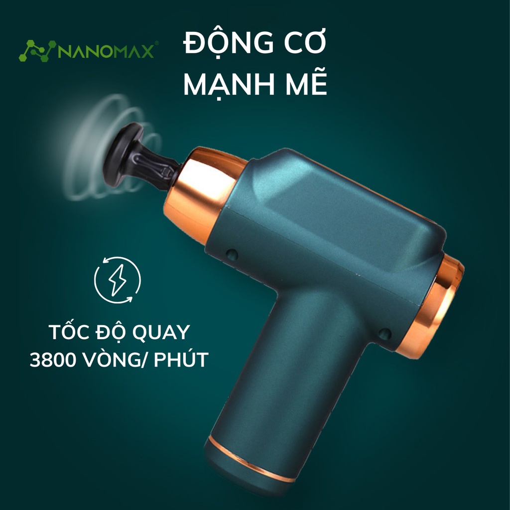 Máy Massage Cầm Tay Mini Nanomax Mn-02, Đấm Lưng Mát Xa Trị Liệu Cổ Vai Gáy 4 Đầu 22 Chế Độ, Động Cơ Không Chổi Than