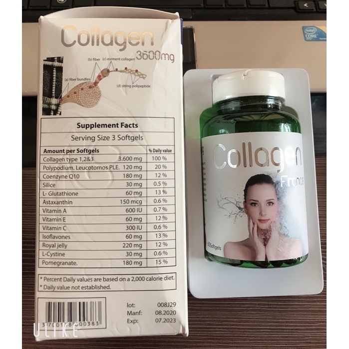 COLLAGEN France 3600 mg - Hộp 60 viên - Viên uống làm đẹp, trẻ hóa da giúp tóc móng chắc khỏe