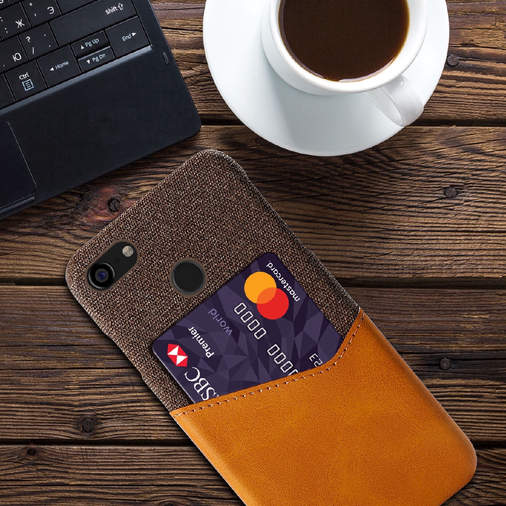 Ốp điện thoại vải da phối ngăn đựng thẻ mỏng sang trọng chống sốc công sở cho Google Pixel 3 XL 3a XL Pixel 2XL