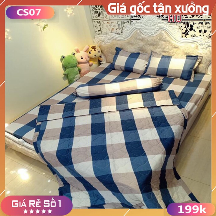 Trọn bộ Chăn Ga 5 Món, Chăn Ga Giá Rẻ Chất Liệu Cotton Poly ⚡Chăn Ga Gối⚡ Hoa Baby chăn trần bông hai mặt hàng loại 1