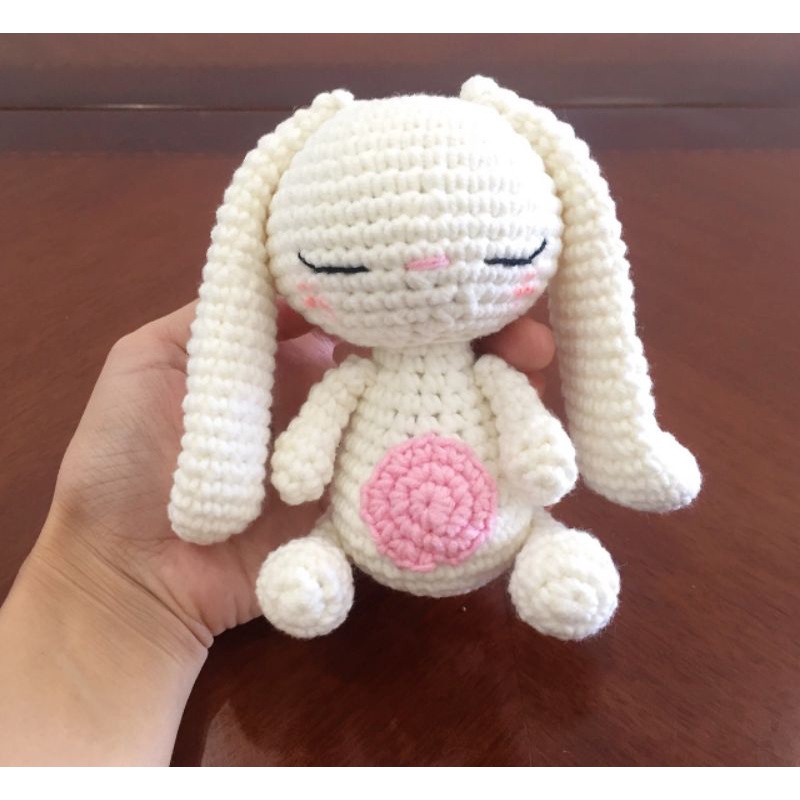 -Thỏ nhồi bông bằng len-Thỏ nhỏ tai dài-Quà tặng cho bé- Rabbit amigurumi