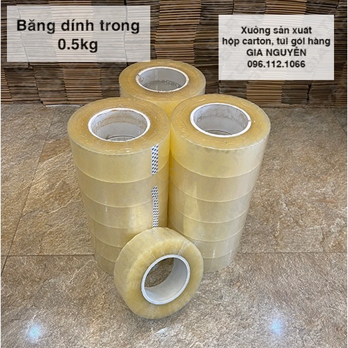 Set 1 cây băng dính gói hàng loại 0,5kg lõi mỏng 2.4mm