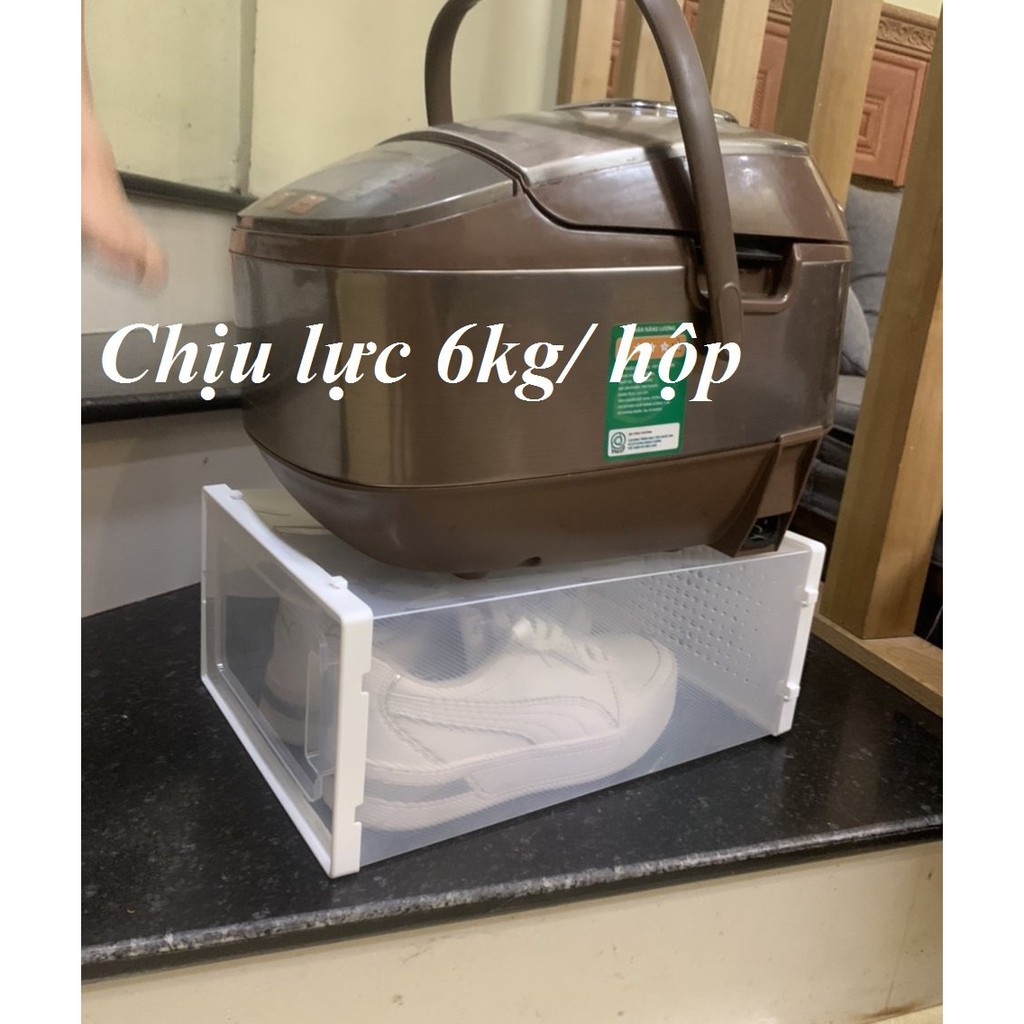 Combo 6 Hộp Đựng Giày Nhựa Cứng Lắp Ráp Thông Minh, Tủ Bảo Quản Giày Chịu Lực Tới 6kg ( Tặng Kèm Gói Hút Ẩm )