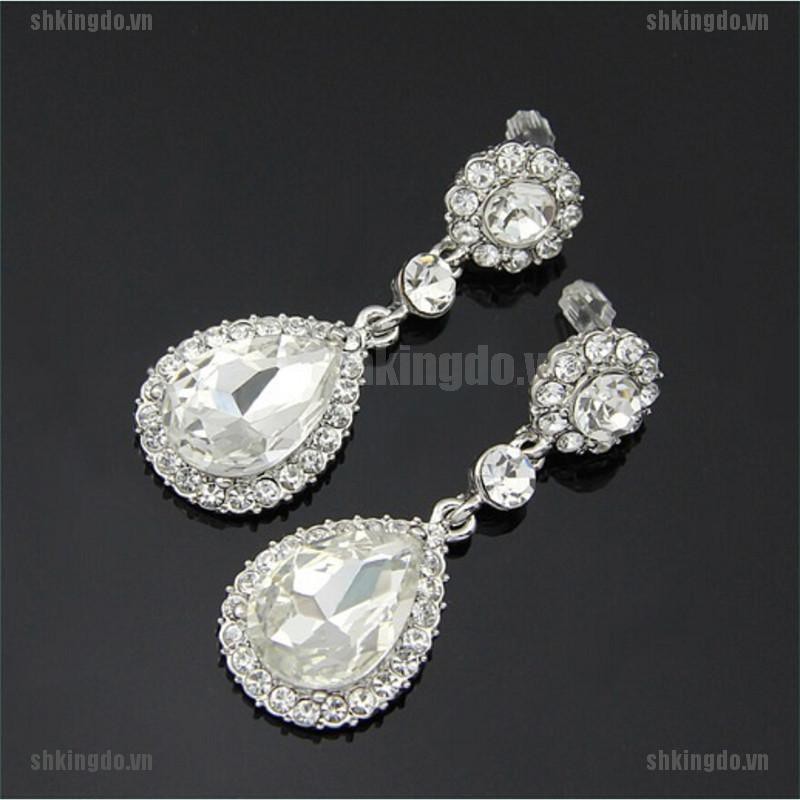 Bông Tai Hình Giọt Nước Đính Đá Cho Nữ