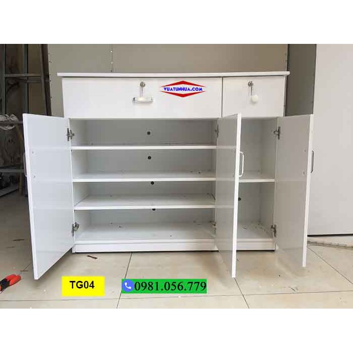 Tủ đựng giầy dép bằng nhựa 3 cánh ngăn kéo có khóa TG04 kích thước 110x93x33cm