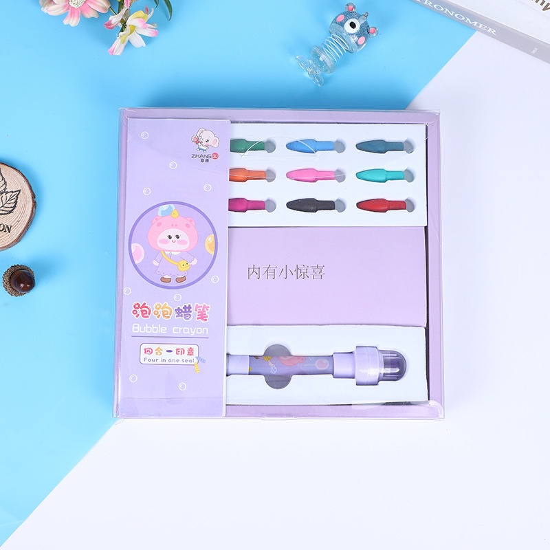 Bộ Bút Bi Và Con Dấu Màu Dạng Cát Chảy Xinh Xắn Dễ Thương Cho Bé