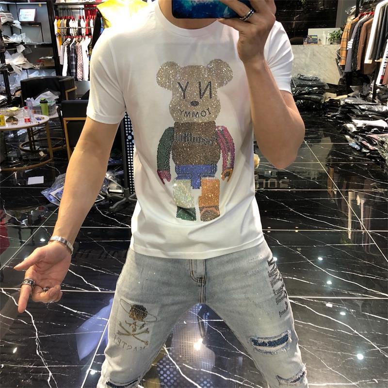 Áo Thun cotton Tay Ngắn Ôm Dáng Thoáng Khí Màu Sắc Kim Cương Phong Cách Hàn Quốc Cho Nam