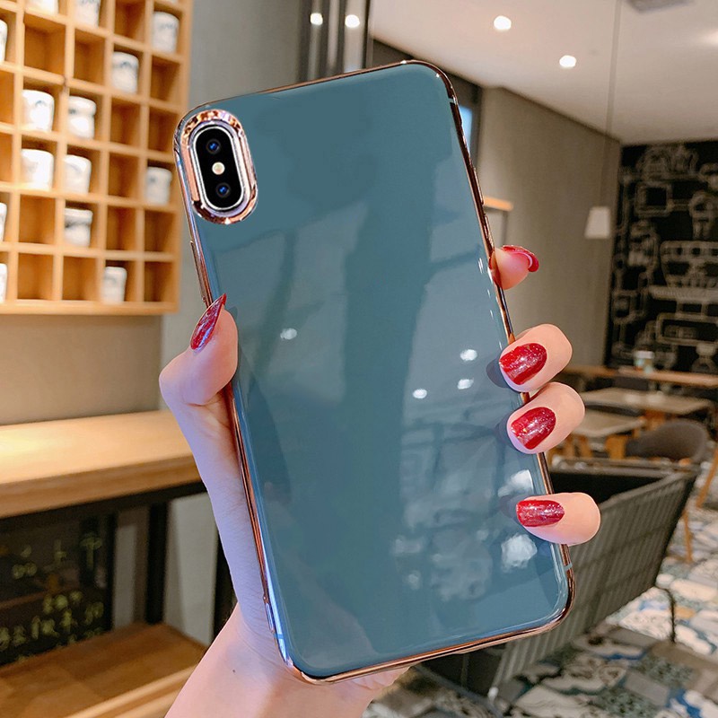 Ốp Điện Thoại Silicon Mềm Chống Sốc Mạ Điện Màu Trơn Cho Iphone 11 12 Pro Max 7 8 Plus X Xs Xr Xsmax 7plus 8plus