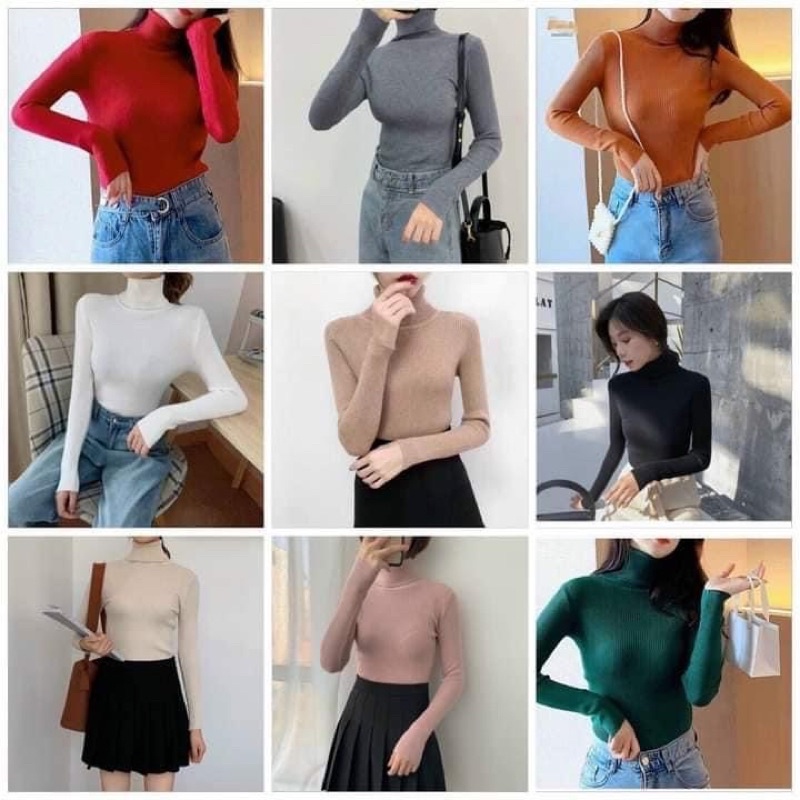 Áo len cổ lọ tay dài hàng Quảng Châu mềm đẹp