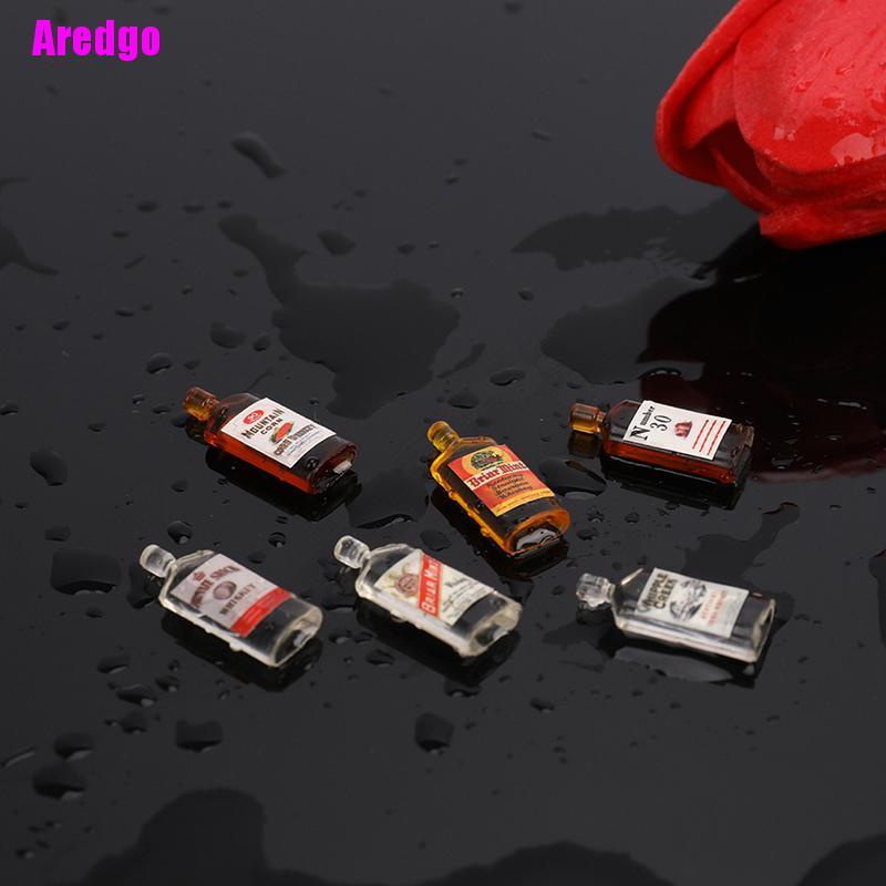 Set 6 chai rượu whiskey mini tỉ lệ 1:12 cho nhà búp bê