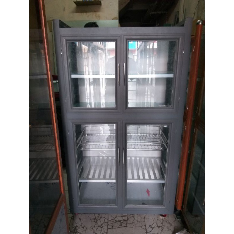 Tủ nhôm kính chén bát loại cao cấp nhôm màu xám ghi cao cấp.