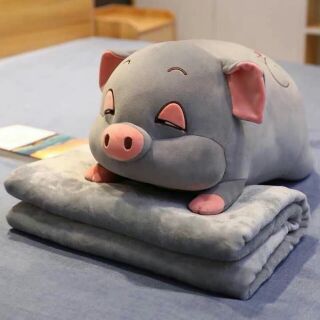 Combo chăn kèm gối đầu hình con lợn cute