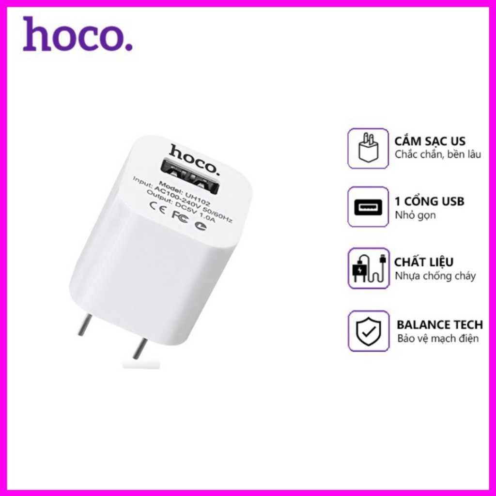 Củ Sạc Nhanh Hoco UH102.(Chính Hãng) Tương Thích Cho Iphon Và Nhiều Thiết Bị Điện Thoại