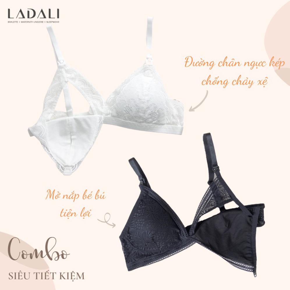 Combo 2 Áo Lót Cho Con Bú Sau Sinh Ren Mềm Nhẹ Không Gọng Chính Hãng Ladali