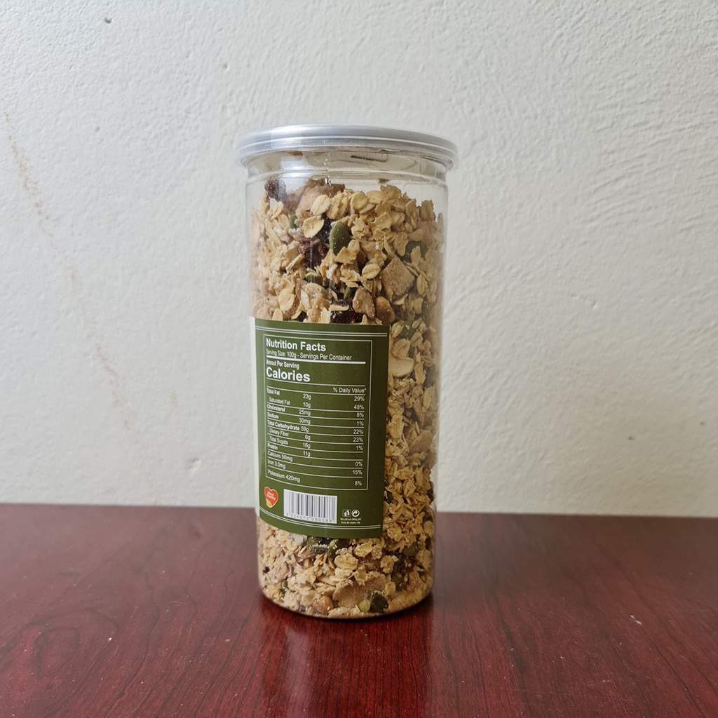 Ngũ cốc ăn kiêng giảm cân, Granola yến mạch siêu hạt cao cấp hũ 500g - đồ ăn vặt cô nương béo