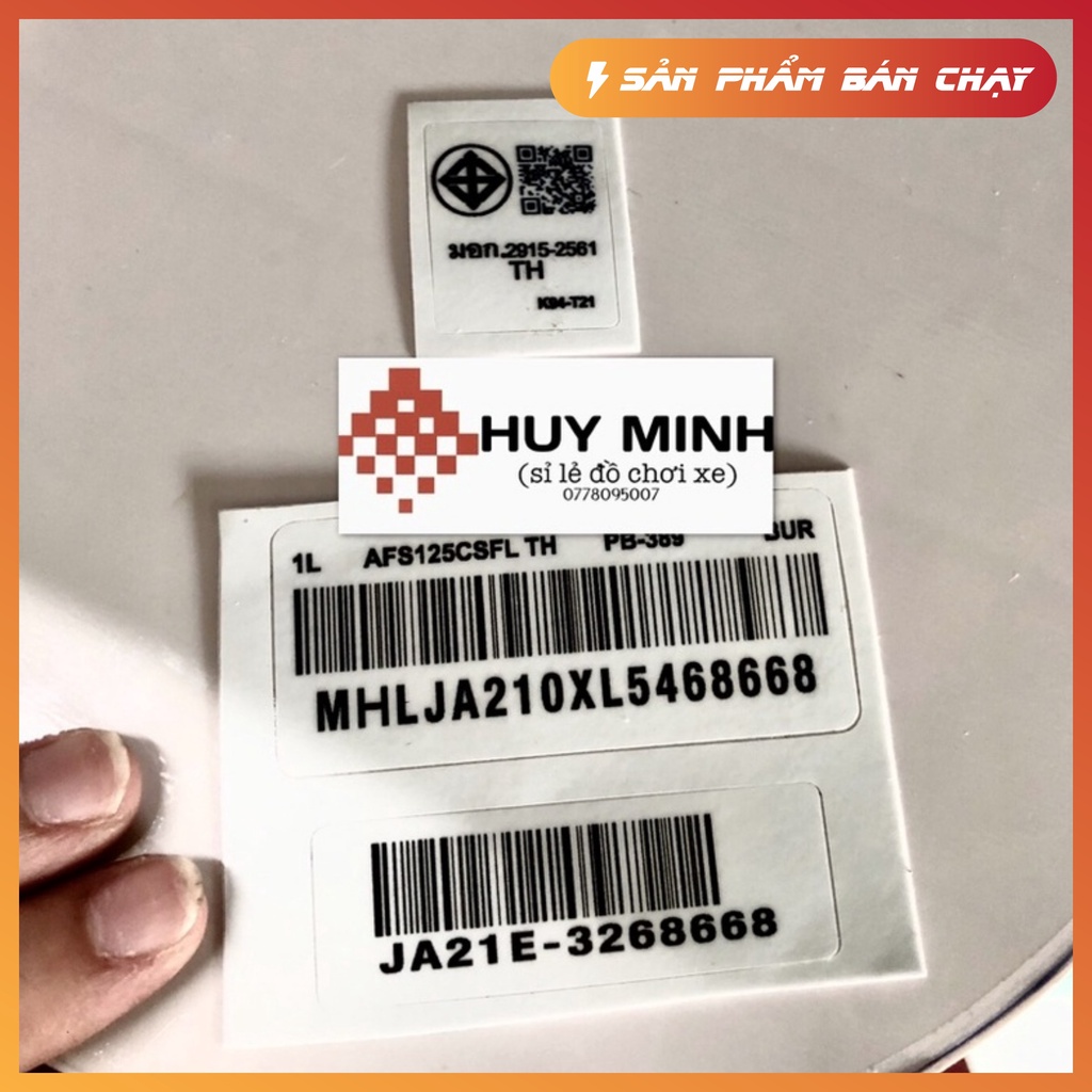 Tem mã vạch dán lốc máy, mã vạch dè sau, tem QR xe wave 125i