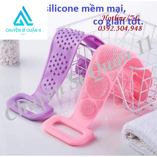 Dây chà lưng silicon tẩy tế bào chết, dây tắm chà lưng 2 mặt silicon