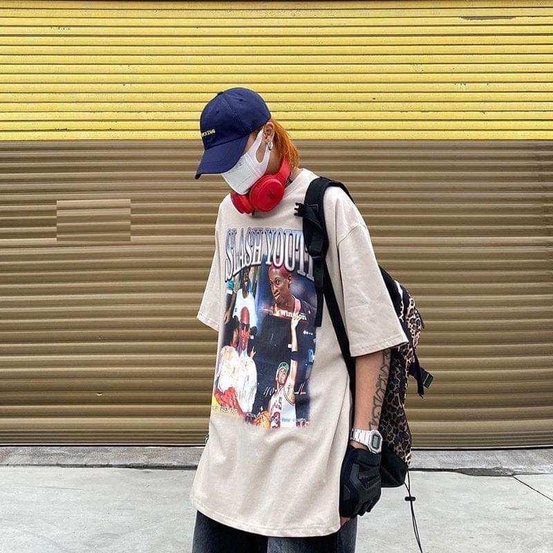 Áo Phông Slash PEONYB Unisex [FREESHIP]  Thun dáng ngắn tay lỡ form rộng in hình bóng rổ vintage cá tính Ulzzang