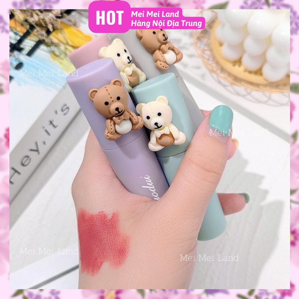 Son Kem Lì CUODUI Nắp Gấu Dễ Thương Dưỡng Ẩm Lâu Trôi