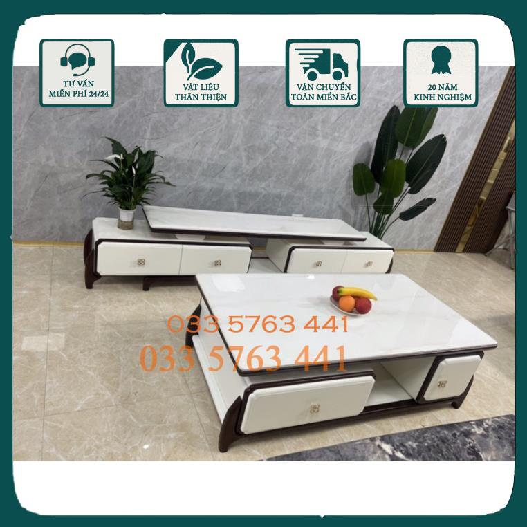 Bàn trà sofa + kệ tivi mặt đá nhập khẩu