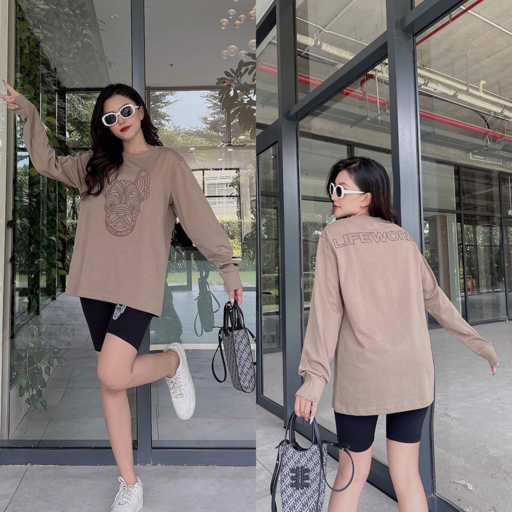 Áo tay dài Life// work Logo hình thêu chất cotton Size S M L FULL TAG CODE HÀNG SẴN/ẢNH THẬT