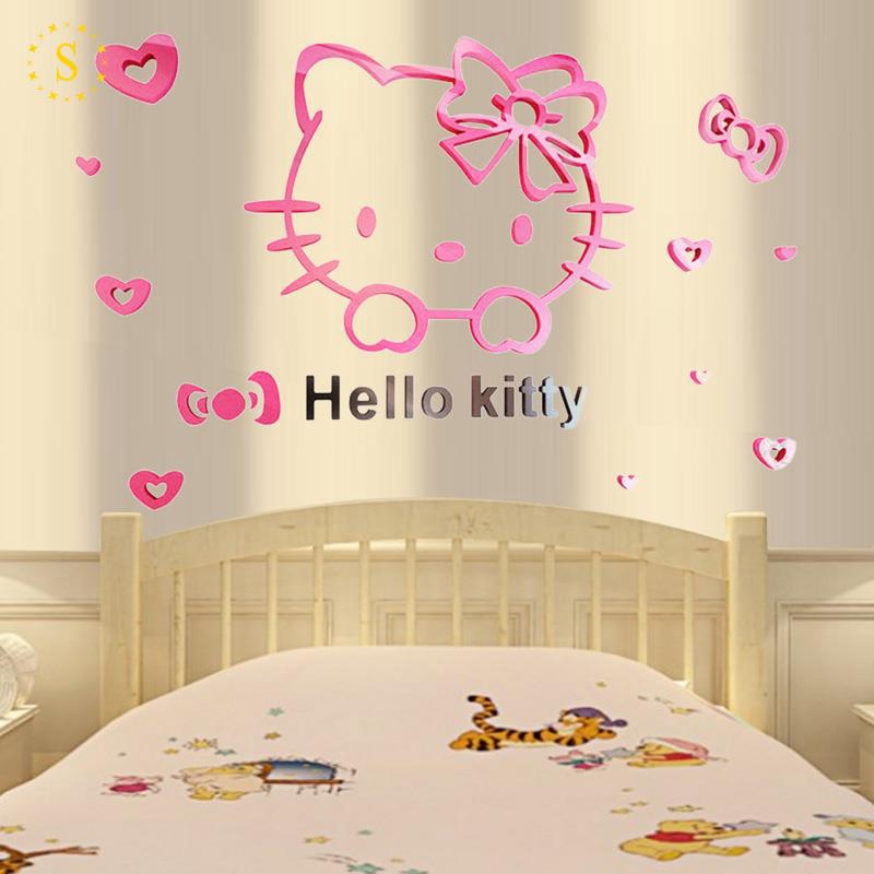 Miếng Dán Tường 3d Hình Hello Kitty