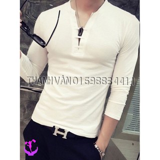 Áo thun nam tay dài body cổ xẻ giá rẻ -2988