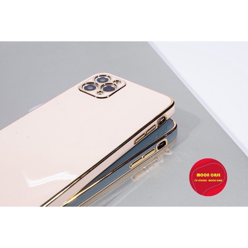 Ốp lưng Viền Vuông Logo Táo Mạ Vàng 6/6plus/6s/6splus/7/7plus/8/8plus/x/xr/xs/11/12/13/pro/max/plus/promax