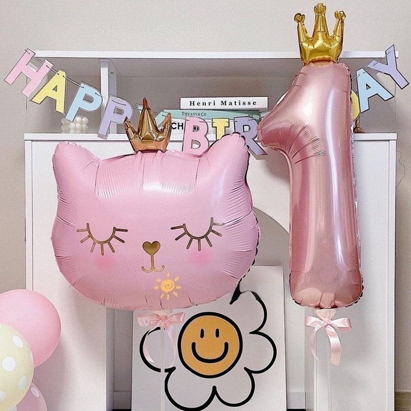 Bong Bóng Nhôm Hình Mèo Dễ Thương Kích Thước 60 * 70CM Dùng Trang Trí Tiệc Sinh Nhật