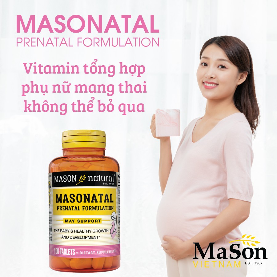 MASONATAL PRENATAL FORMULATION – Dưỡng Chất Dành Cho Phụ Nữ Mang Thai, Cho Con Bú Lọ 60 Viên