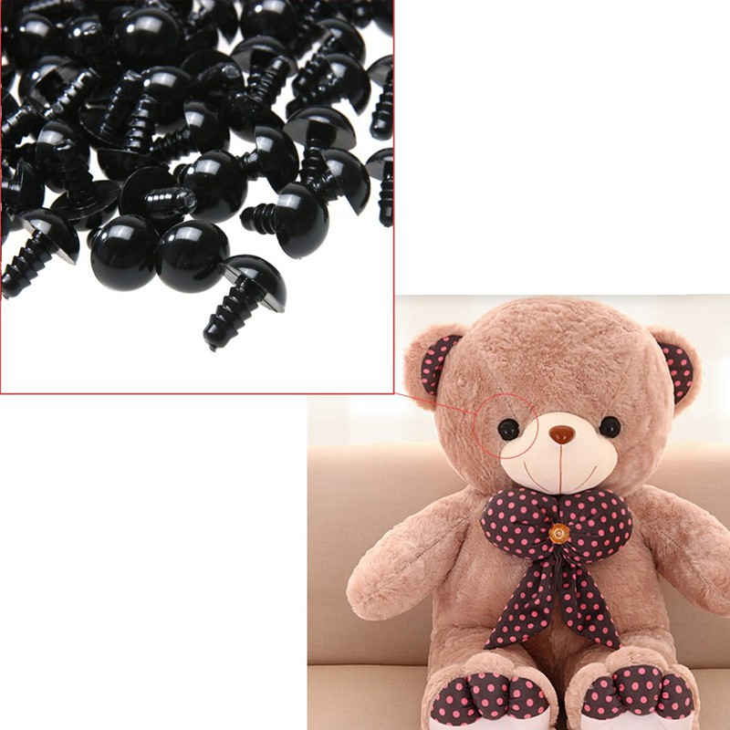 Set 10 Mắt Dạng Vít Bằng Nhựa Mềm Màu Đen 5-24mm Kèm Vòng Đệm Cho Gấu Bông