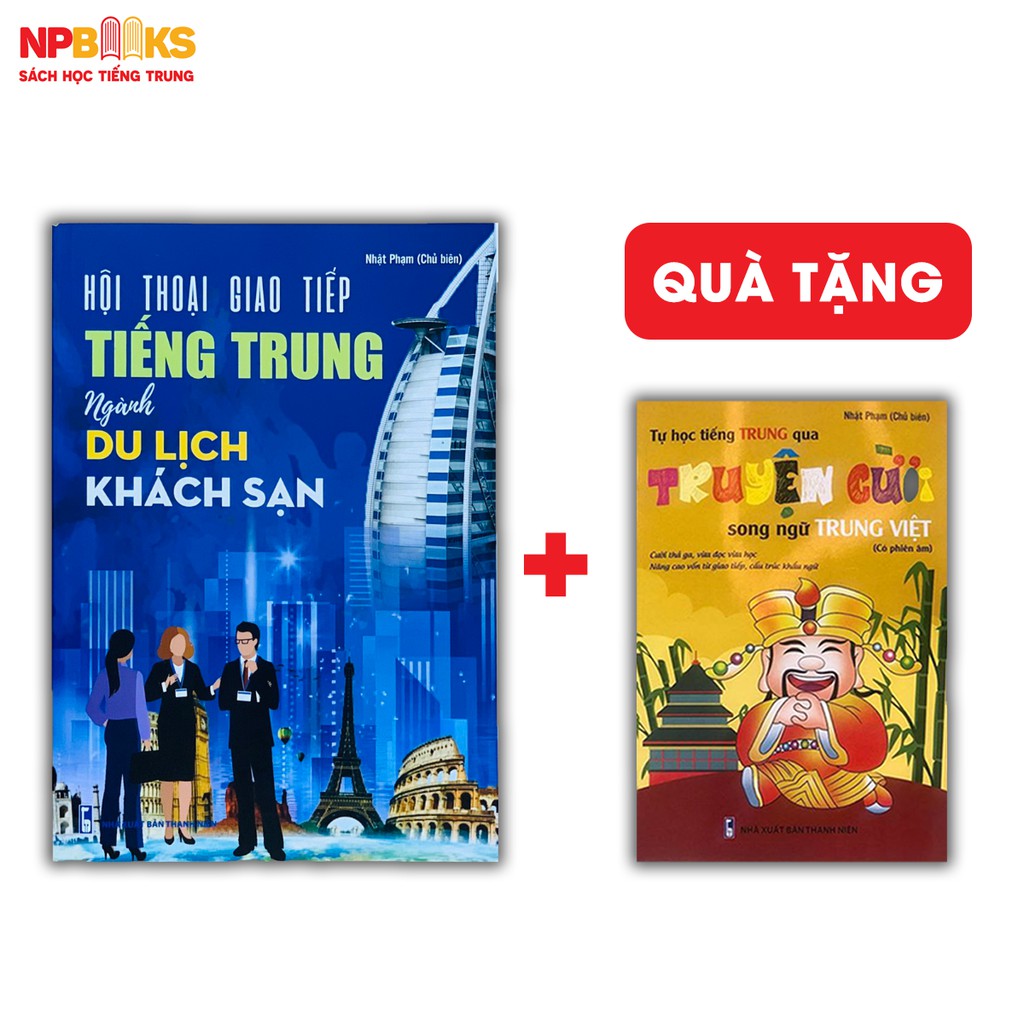 Sách - Hội thoại giao tiếp tiếng Trung ngành du lịch khách sạn - Tặng truyện cười song ngữ Trung Việt