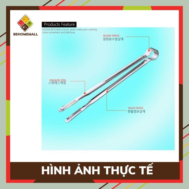Kẹp gắp thịt nướng Ggomi BEHOMEMALL inox không gỉ kẹp chống trơn trượt GG205 GG234