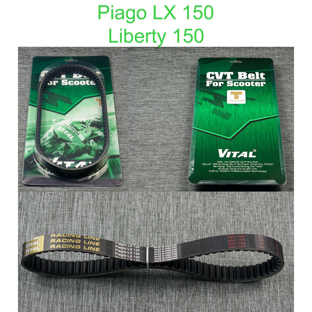 Dây curoa Piago LX 125-2V /piago Lx150 /Liberty 150 2V hiệu VITAL KEVLAR - Day curoa chữ vàng  chính