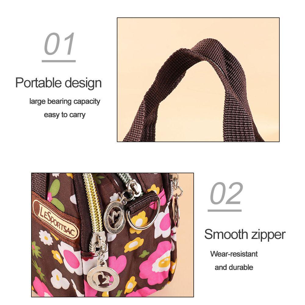 Heceh Túi Đeo Chéo Nylon Đa Năng Chống Thấm Nước Có Khóa Kéo In Họa Tiết