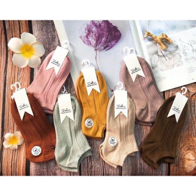 Set 10 Đôi Tất Nũ Len Gân Hàng Cao Cấp ( tông màu sáng ) .