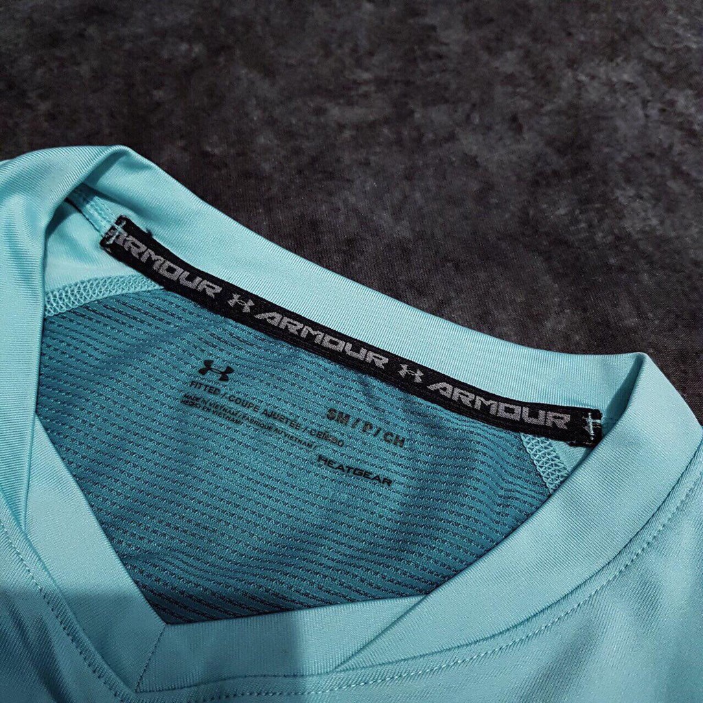 ÁO THUN NAM Under Armour XANH NGỌC CỔ TIM SIZE S