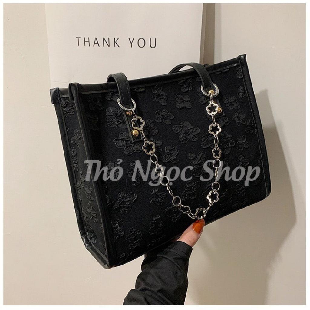 Túi Đeo Vai Nữ Dáng Công Sở THONGOCSHOP Chất Da Đẹp Họa Tiết Hoa Nổi Sành Điệu Size 28*23*11