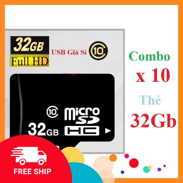 [ Combo ] 10 Thẻ nhớ 32Gb microSD OEM Class 10, Bảo Hành 12 Tháng