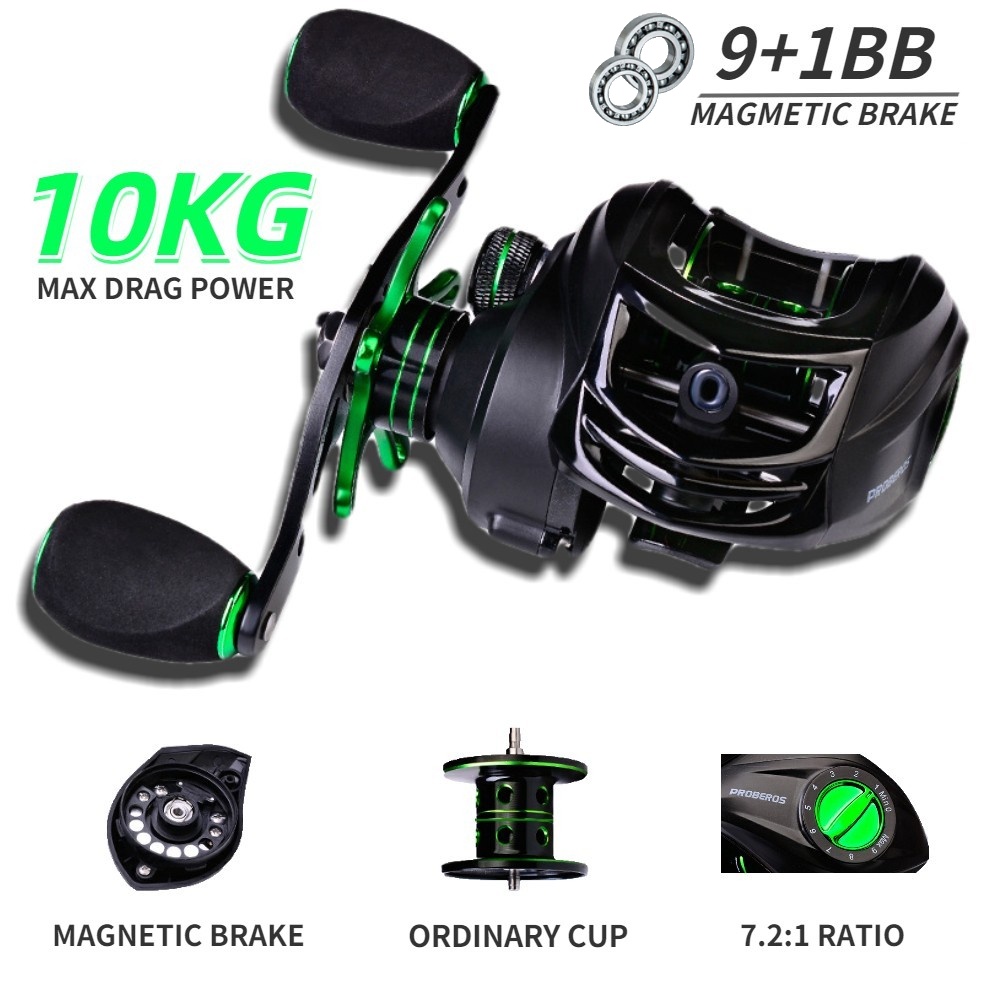 Máy câu cá ngang DW135 9+1BB 7.2:1 8kg cao cấp hỗ trợ cho cả người thuận tay trái/tay phải