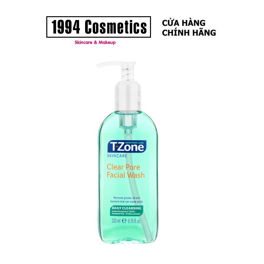 Gel rửa mặt tràm trà cho da dầu mụn T-Zone Clear Pore Facial Wash 200ml | BigBuy360 - bigbuy360.vn