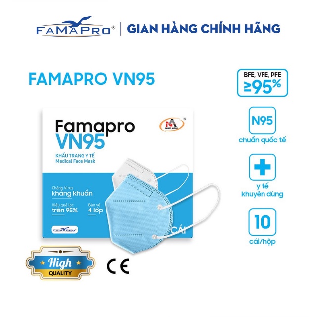 Khẩu trang y tế kháng khuẩn cao cấp 4 lớp Famapro VN95