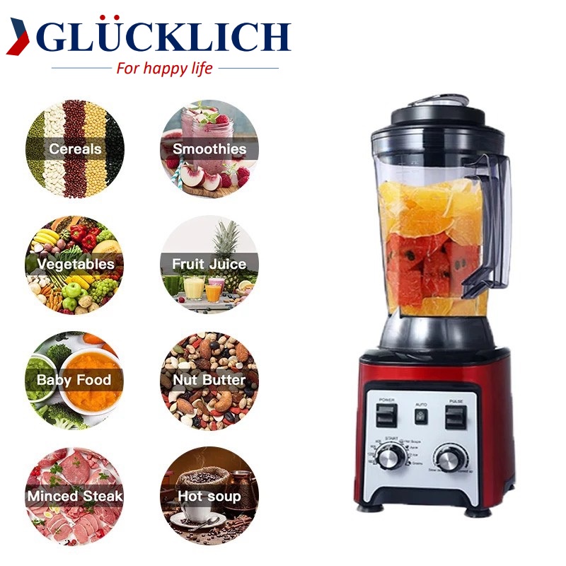 Máy xay sinh tố công nghiệp GLUCKLICH 5L 2200W GL-403D- Thương hiệu GLÜCKLICH của Đức- Nhiều chức năng